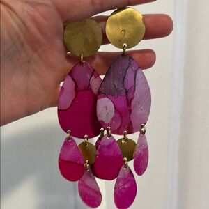 Pink and Gold Statement Earrings